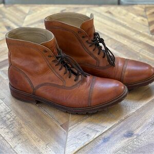 Frye Bowery Bal Cap-toe Lace-Up Cognac Brown Leather Boot Men's 13D